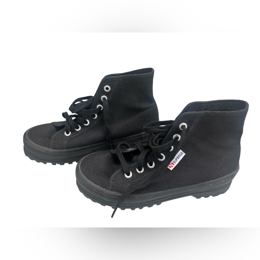 Superga Alpina Platform All Black High-Top Sneakers Women’s Size 6